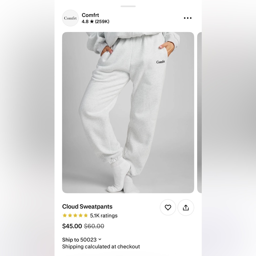 Never been worn Comfrt Cloud Sweatpants in Gray